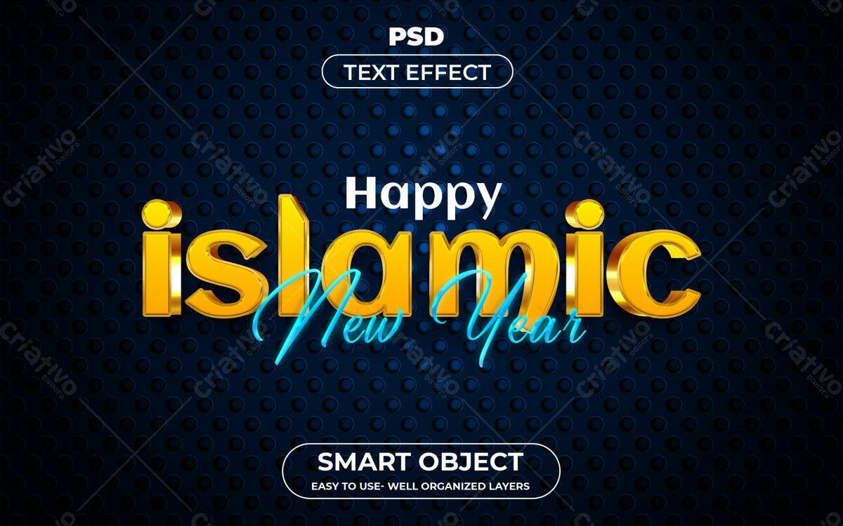 Efeitos de Texto para Ano Novo Islâmico PSD Editável
