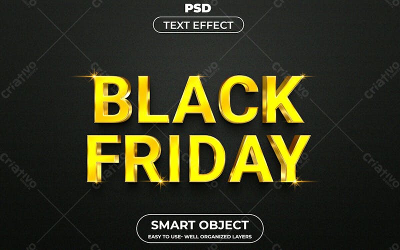 Efeito de texto editável 3d da black friday em estilo premium moderno e elegante