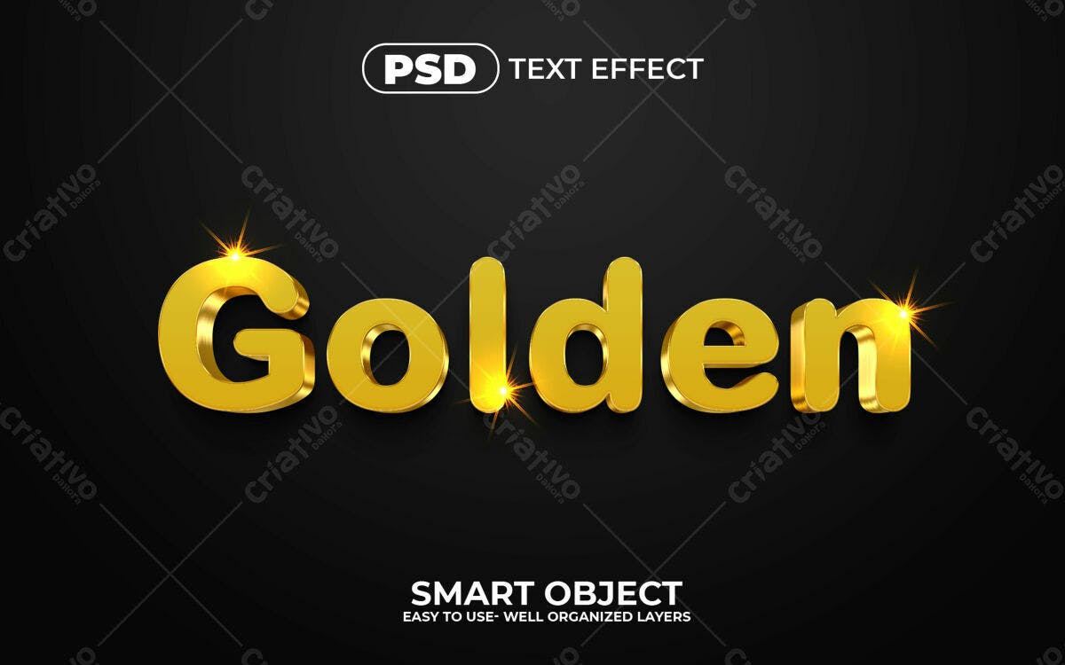 Efeito de Texto Dourado PSD Editável