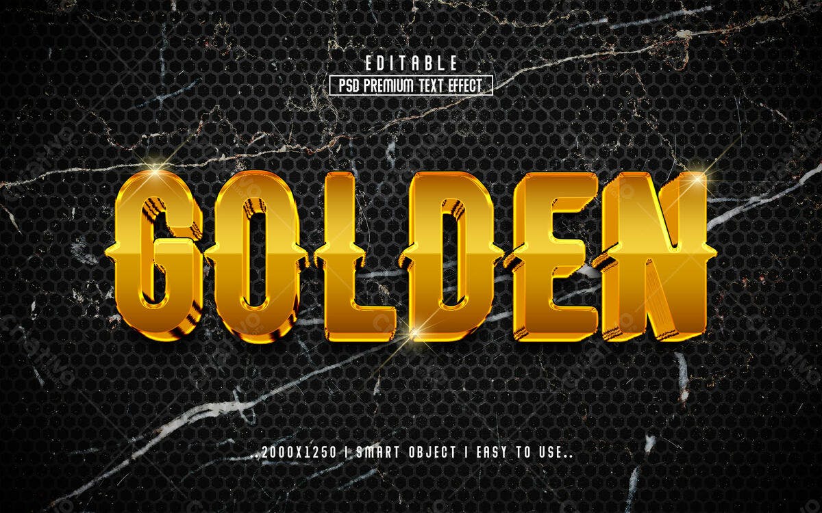 Efeito de Texto Premium Dourado PSD Editável