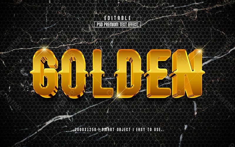 Efeito de texto editável 3d dourado em estilo moderno e elegante premium grunge bg