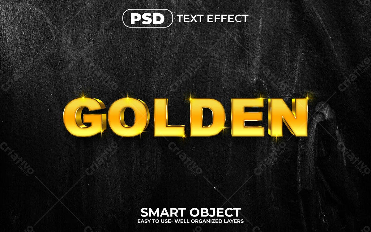 Efeito de Texto Dourado PSD Editável