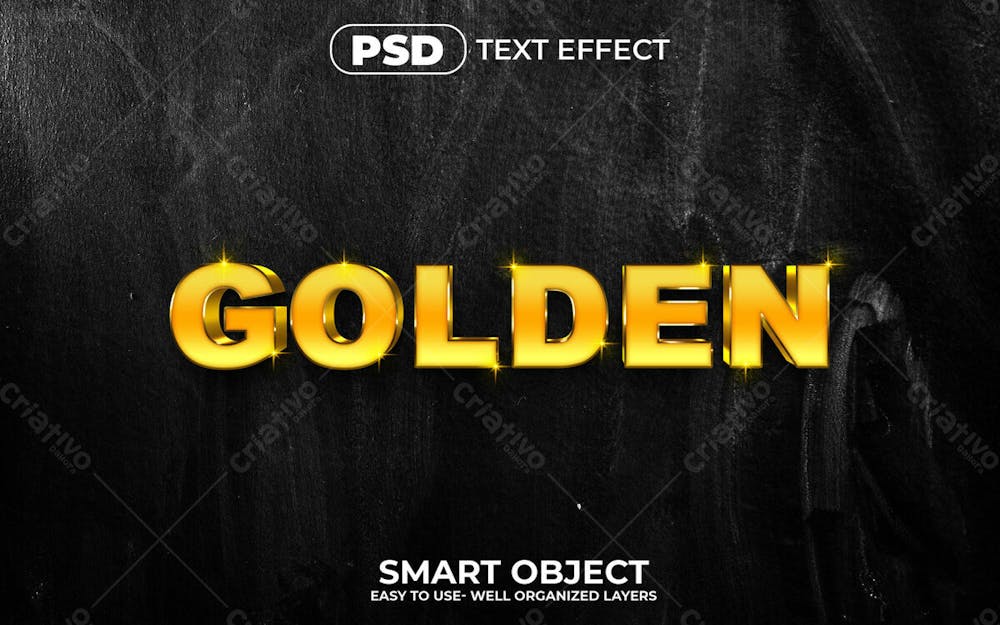 Efeito De Texto Editável 3D Dourado Em Texto Editável Moderno E Elegante Estilo Premium V 2