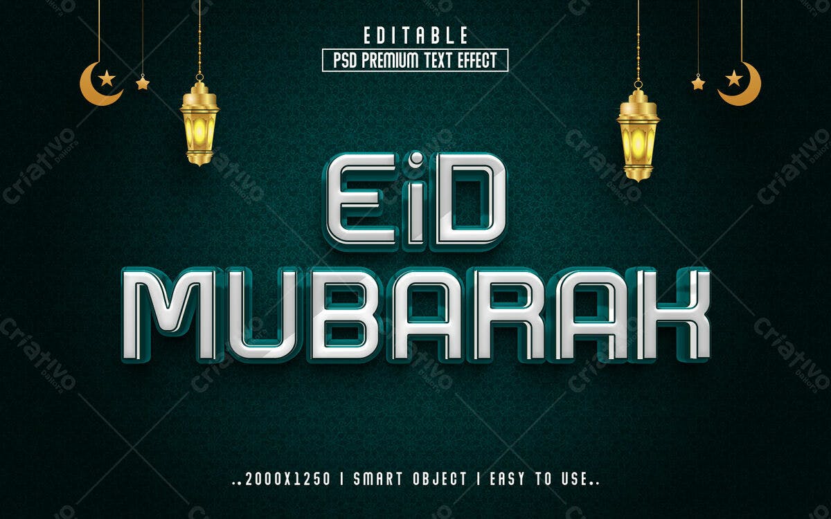 Efeitos de Texto Eid Mubarak PSD Editável