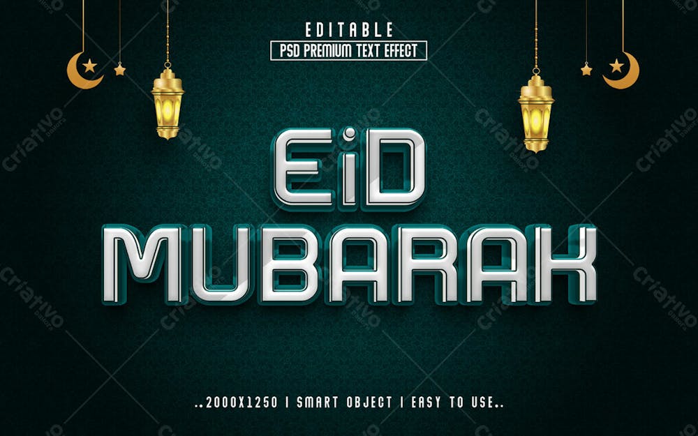 Efeito De Texto Editável 3D Eid Mubarak Em Estilo Premium Moderno E Elegante V 3