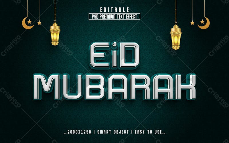 Efeito de texto editável 3d eid mubarak em estilo premium moderno e elegante v 3