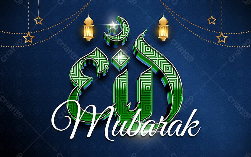 Efeito De Texto Editável 3D Eid Mubarak Em Estilo Premium Moderno E Elegante V 4