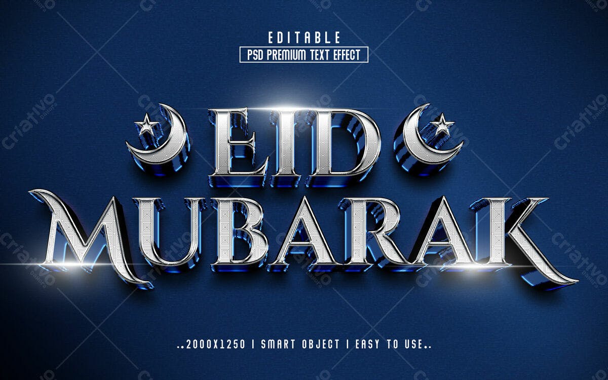 Efeitos de Texto Eid Mubarak PSD Editável