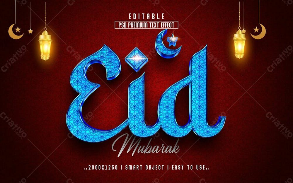 Efeito De Texto Editável 3D Eid Mubarak Em Estilo Premium Moderno E Elegante