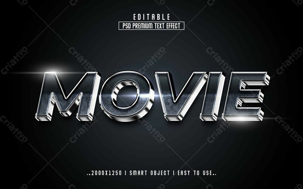 Efeito de Texto Premium Movie PSD Editável