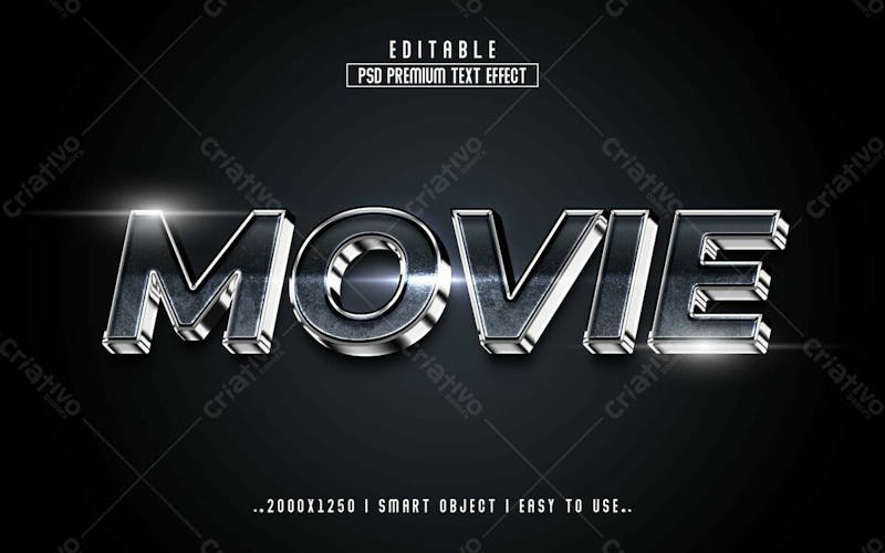 Efeito de texto editável do filme 3d em texto editável moderno e elegante em estilo premium