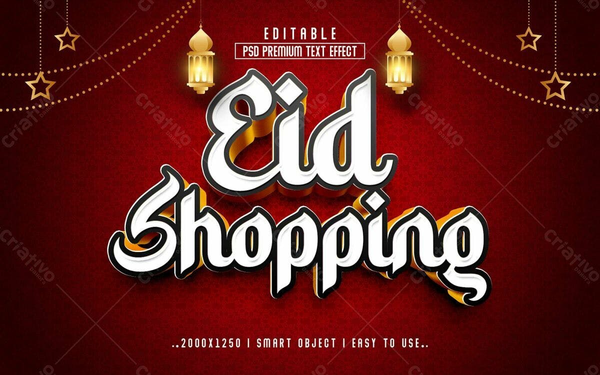 Efeitos de Texto Eid Shopping PSD Editável