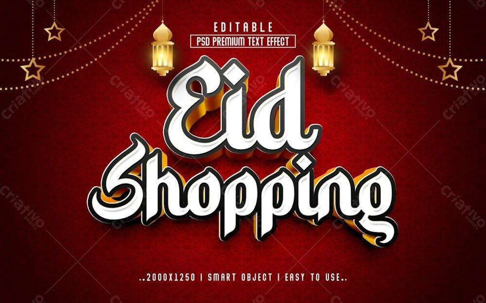 Efeito De Texto Editável Eid Shopping 3D Em Estilo Premium Moderno E Elegante