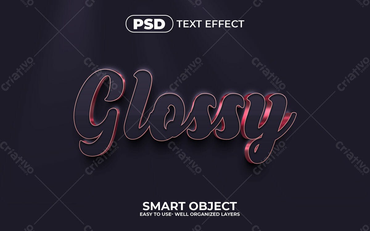 Efeito de Texto Glossy PSD Editável