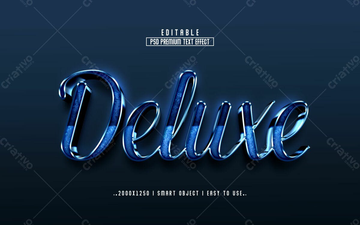 Efeito de Texto Deluxe em Azul Escuro PSD Editável