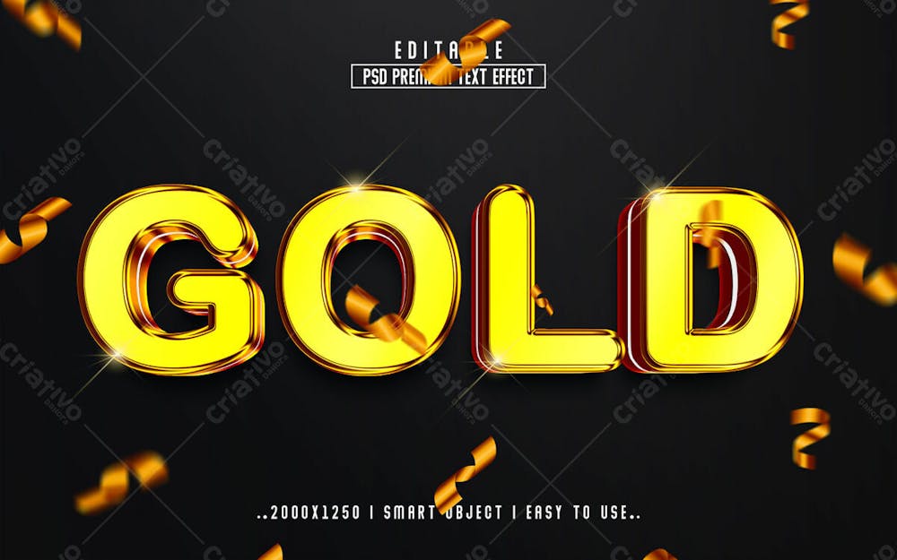 Efeito De Texto Editável Em 3D Dourado Em Estilo Premium Moderno E Elegante