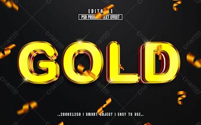 Efeito De Texto Editável Em 3D Dourado Em Estilo Premium Moderno E Elegante