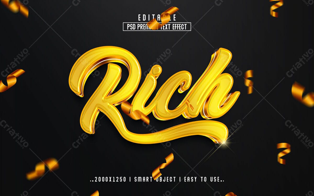 Efeito de Texto Luxuoso em Ouro PSD Editável