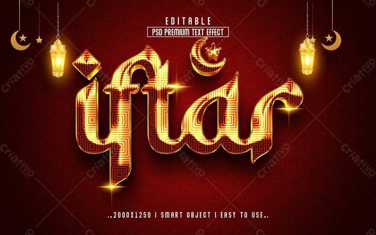 Efeito de Texto Iftar Ramadan PSD Editável