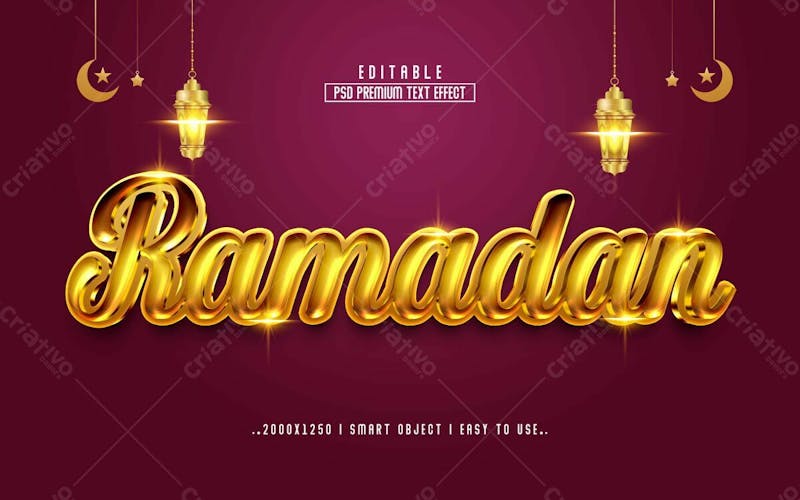 Efeito de texto editável ramadan kareem 3d em texto editável moderno e elegante estilo premium v 3