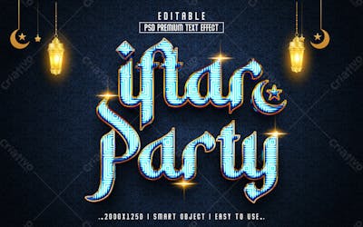 Efeito De Texto Editável Iftar Party 3D Em Estilo Premium Moderno E Elegante
