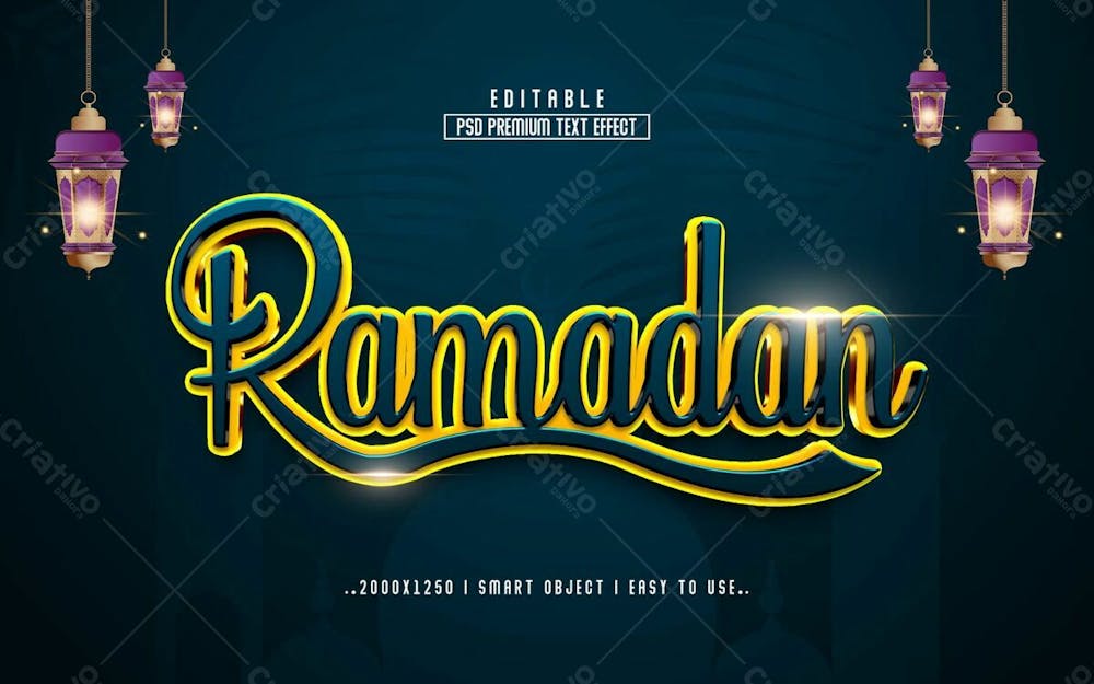 Efeito De Texto Editável Ramadan Kareem 3D Em Texto Editável Moderno E Elegante Estilo Premium V 5