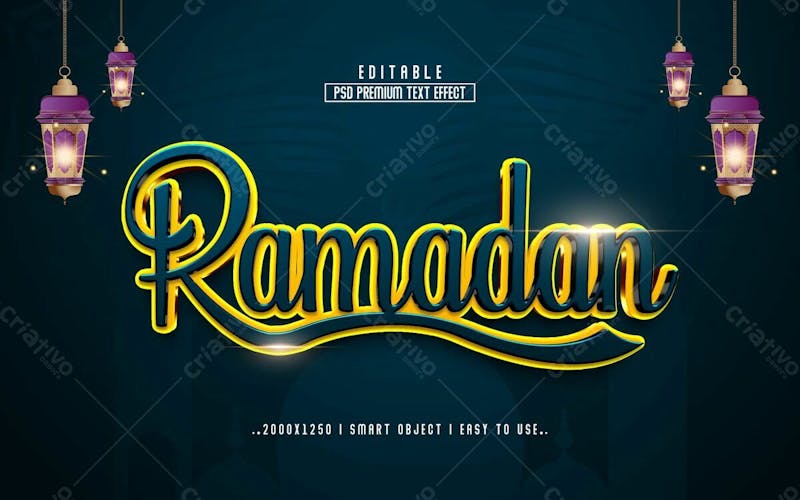 Efeito de texto editável ramadan kareem 3d em texto editável moderno e elegante estilo premium v 5