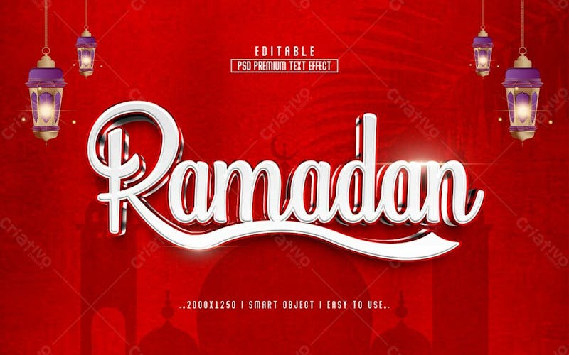 Efeito de texto editável ramadan kareem 3d em texto editável moderno e elegante estilo premium v 6