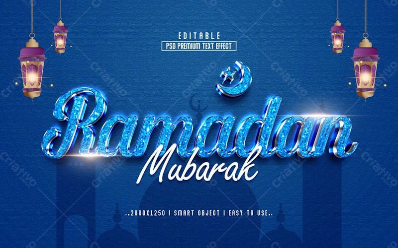 Efeito de texto editável ramadan kareem 3d em texto editável moderno e elegante estilo premium v 7