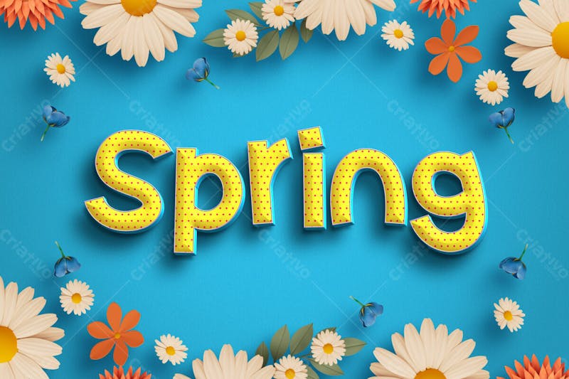 Efeito de texto editável em 3d floral de primavera v 2