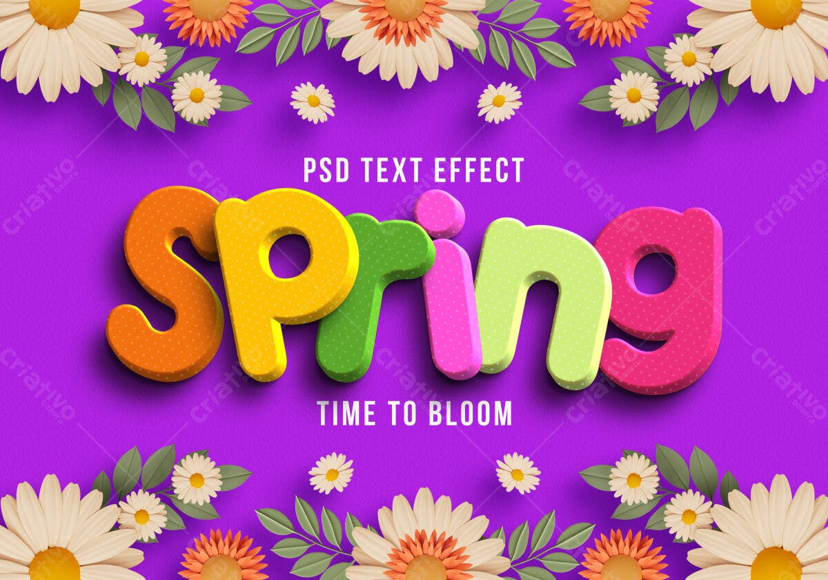 Efeito de Texto Primavera PSD Editável
