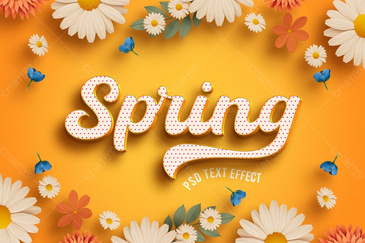 Efeito de Texto Primavera PSD Editável