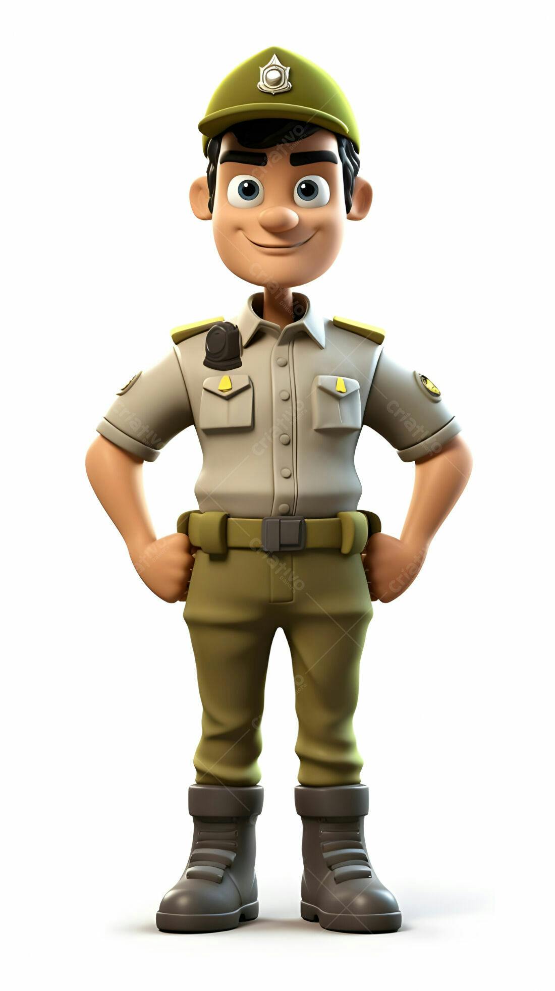 Guarda florestal 3D sorrindo