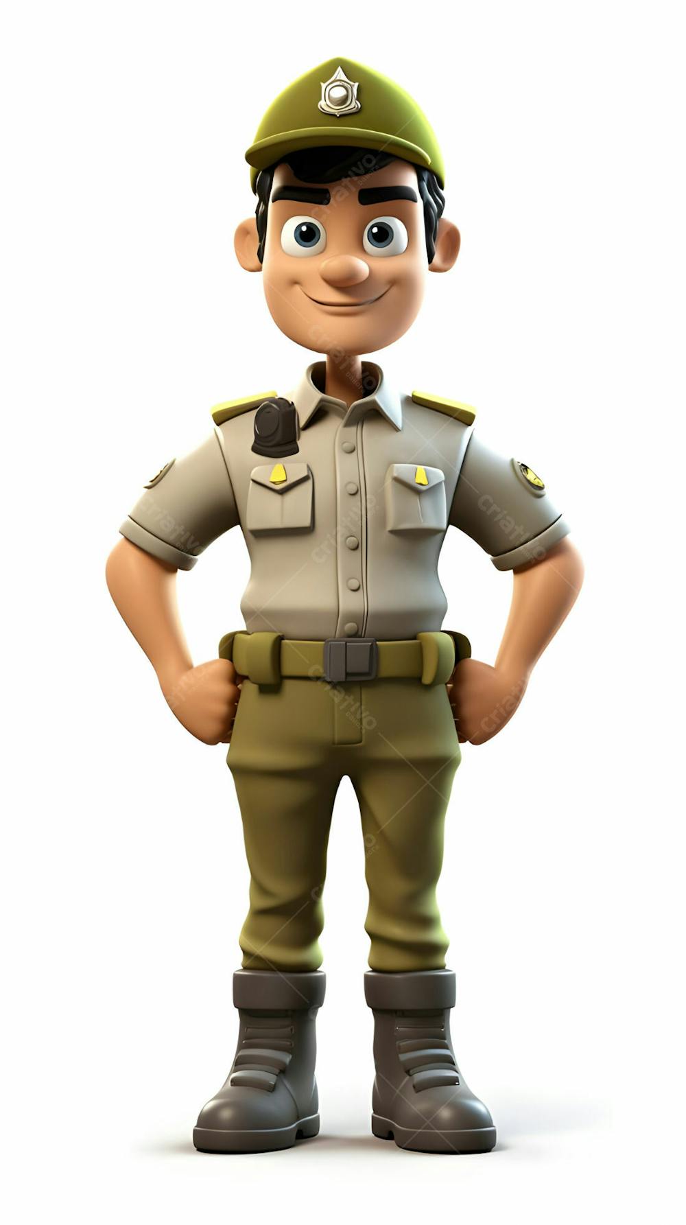  Personagem de desenho animado 3D do policial