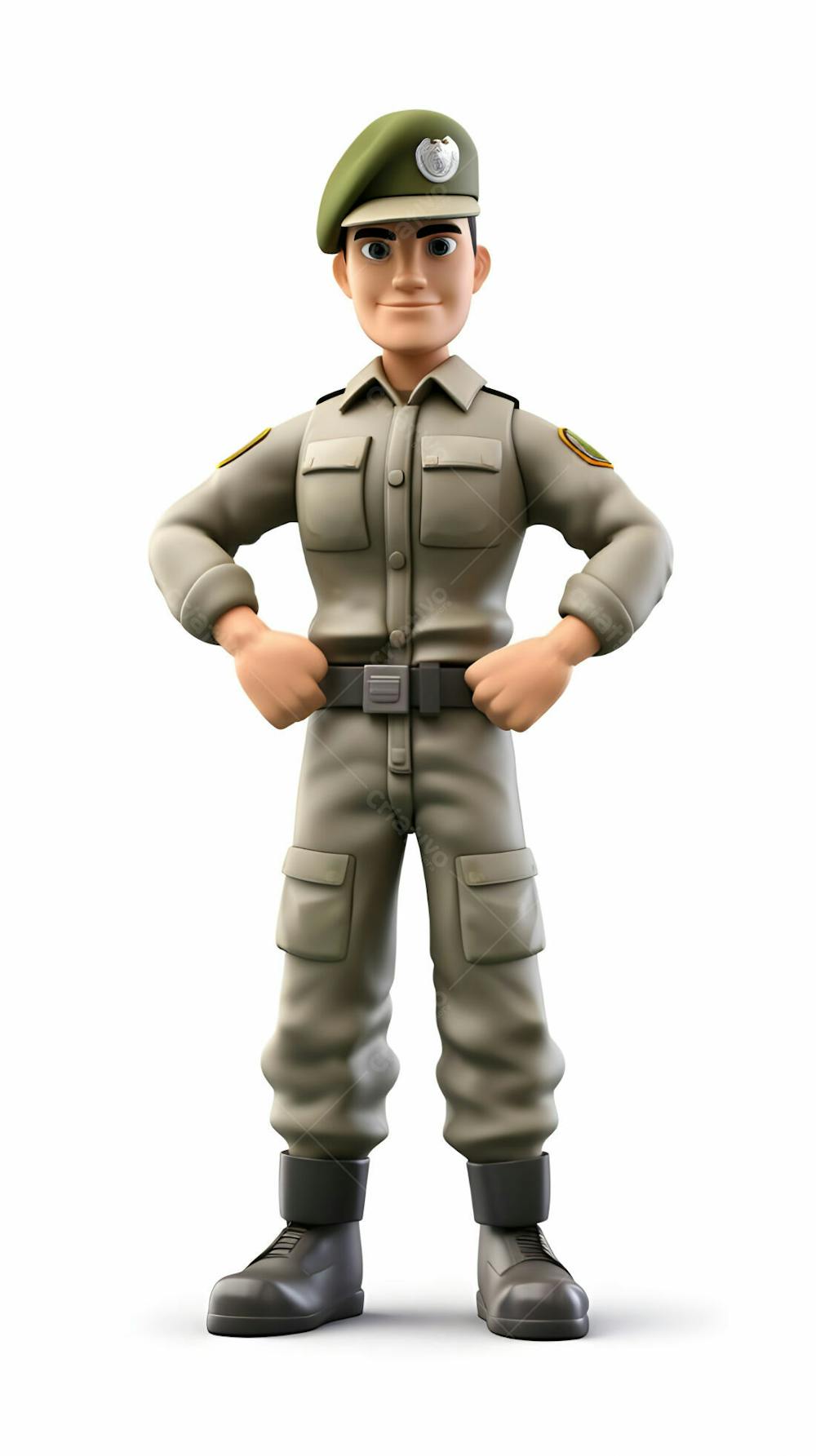 Personagem de desenho animado 3D do soldado do exército
