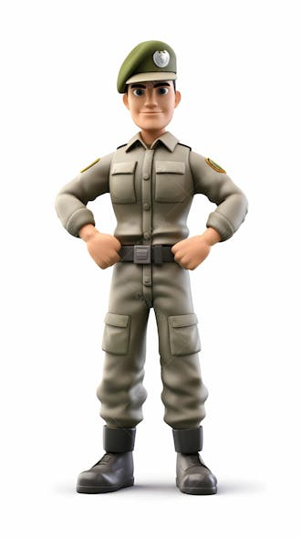 Personagem de desenho animado 3d do soldado do exército