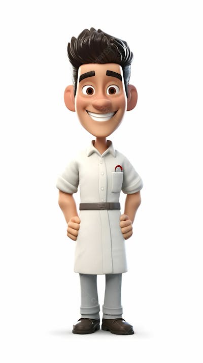  Personagem de desenho animado 3D do jovem barbeiro