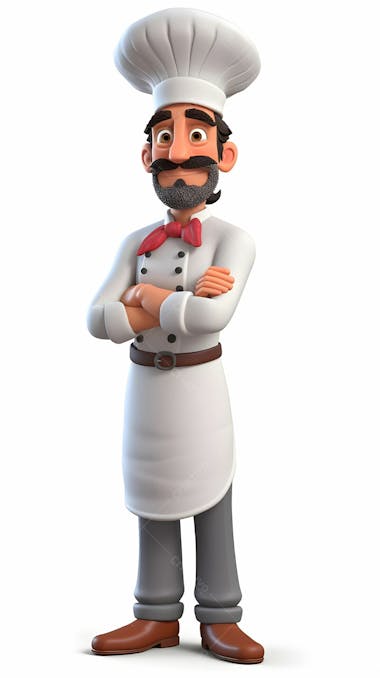 Personagem de desenho animado 3d de homens jovens chef