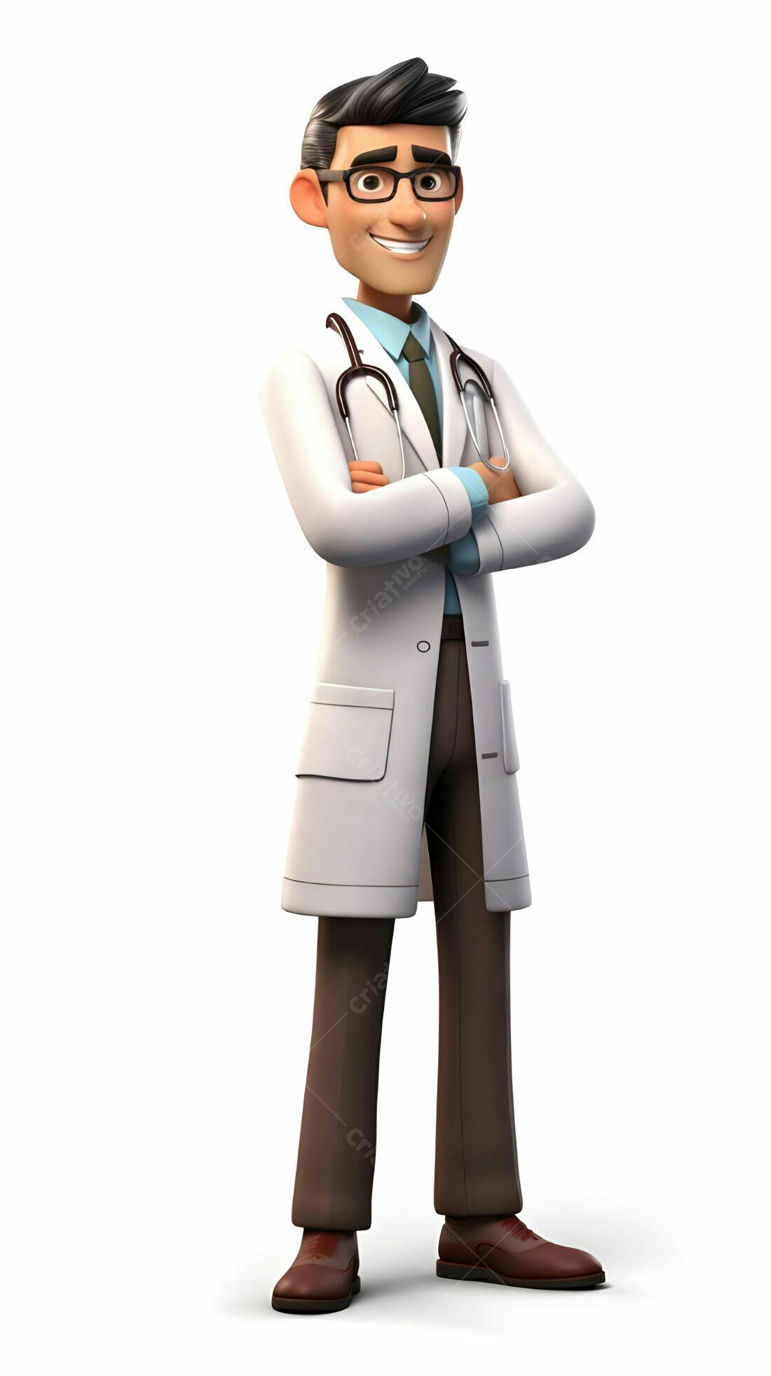 Médico desenho animado braços cruzados