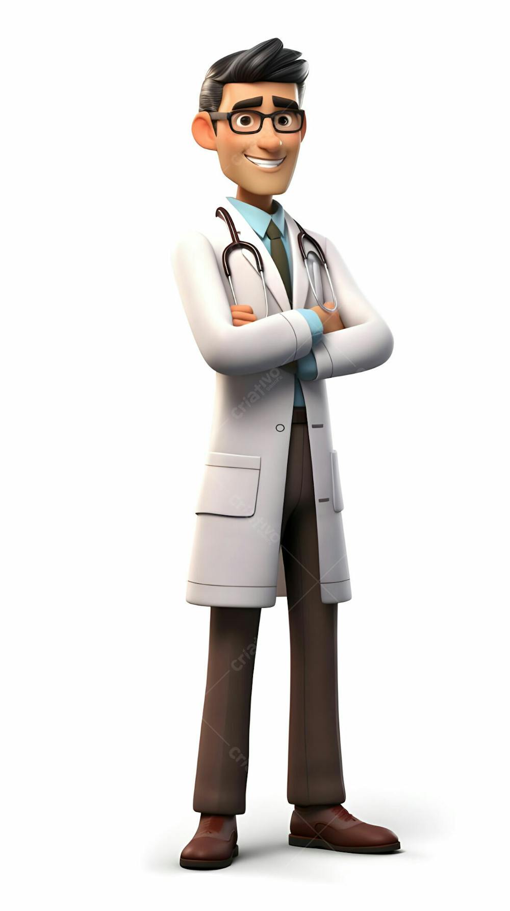 Personagem animado em 3D de homens médicos