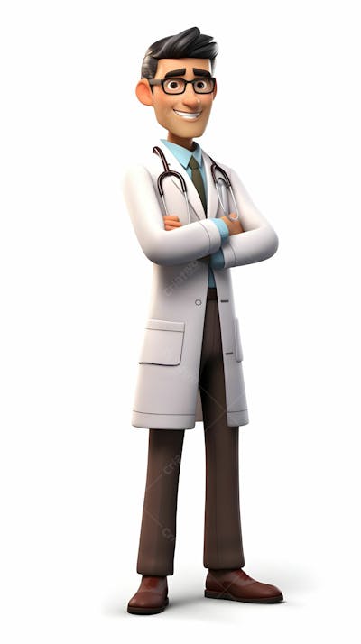 Personagem animado em 3D de homens médicos