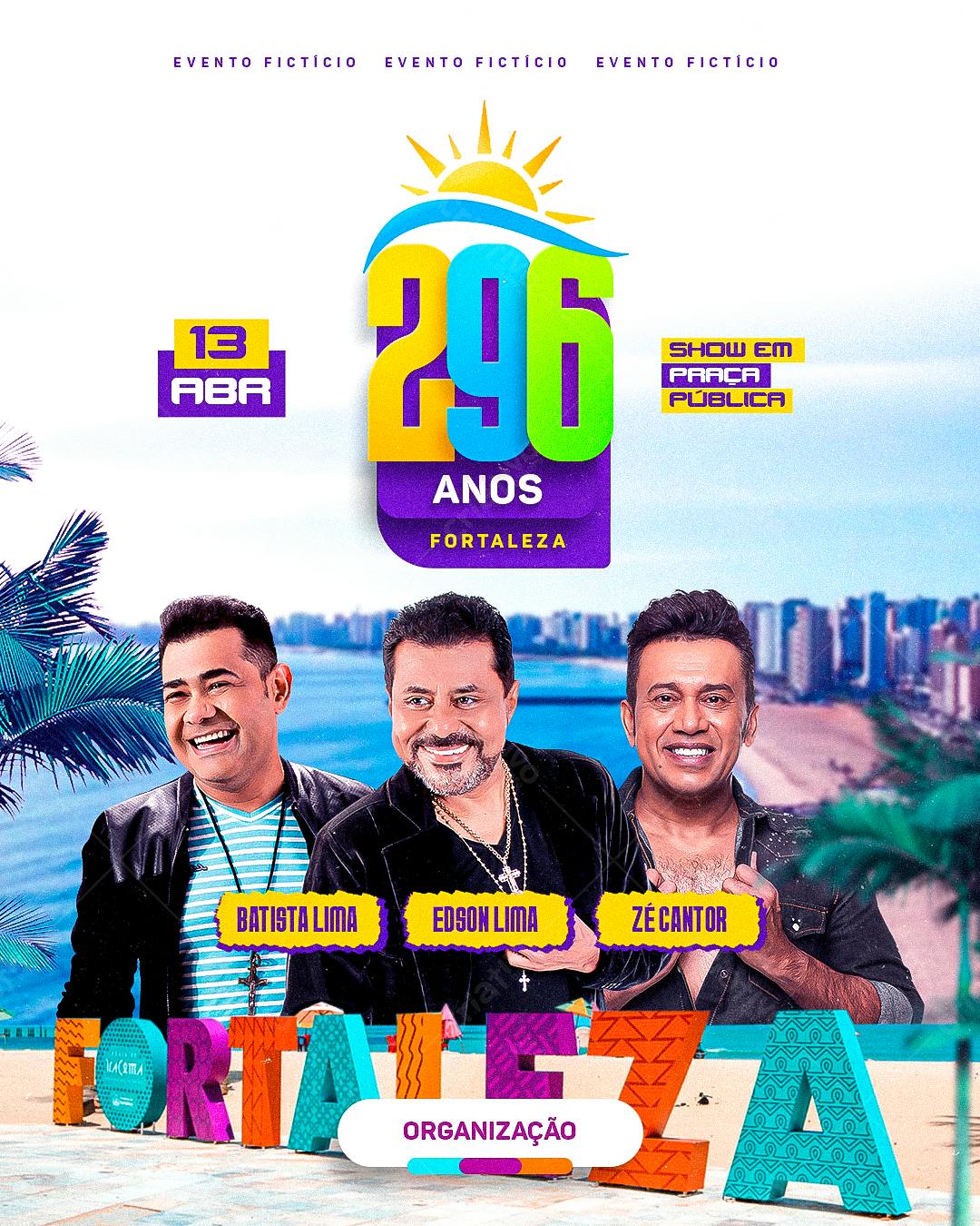 Flyer Show Fortaleza 296 Anos PSD Editável