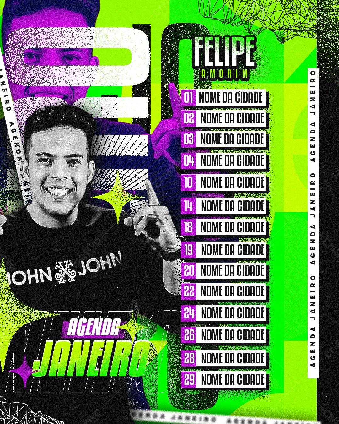 Flyer Agenda Janeiro Felipe Amorim PSD Editável