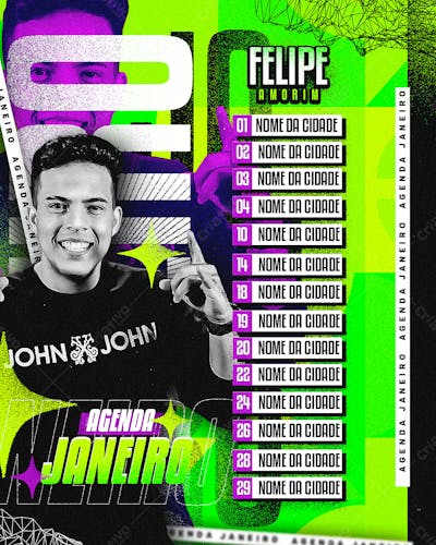 Flyer Agenda De Shows, Artistas E Eventos, Mensal E Semanal
