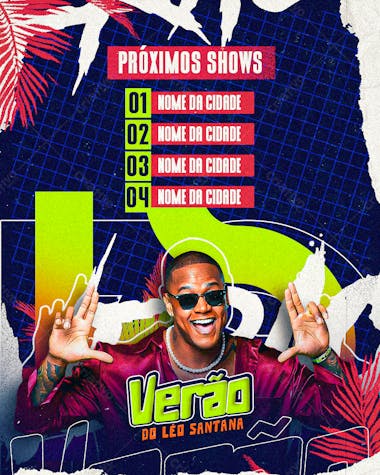 Flyer agenda de shows, artistas e eventos, mensal e semanal