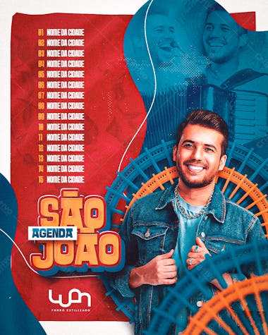 Flyer agenda de shows, artistas e eventos, são joão