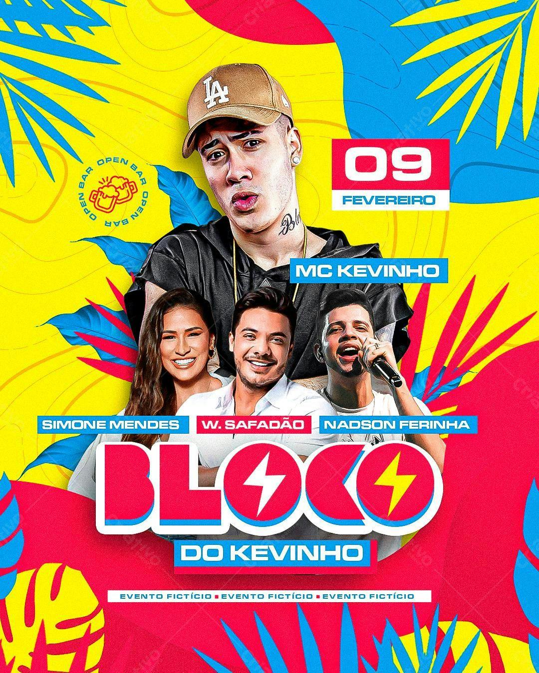 Flyer Bloco do Kevinho PSD Editável