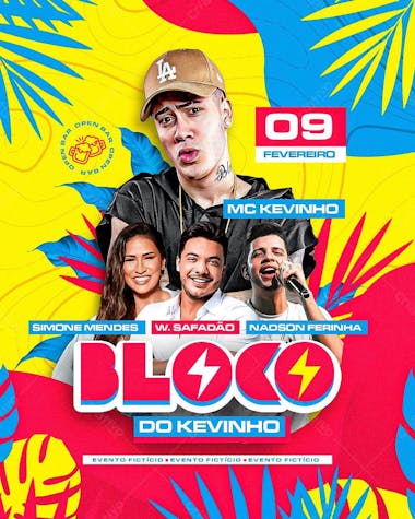 Flyer para shows e eventos, bloco, bloquinho de carnaval