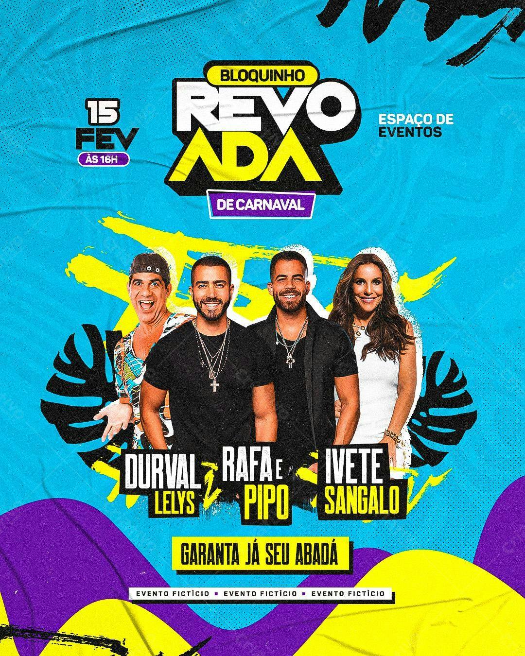 Flyer Bloquinho Revoada de Carnaval PSD Editável