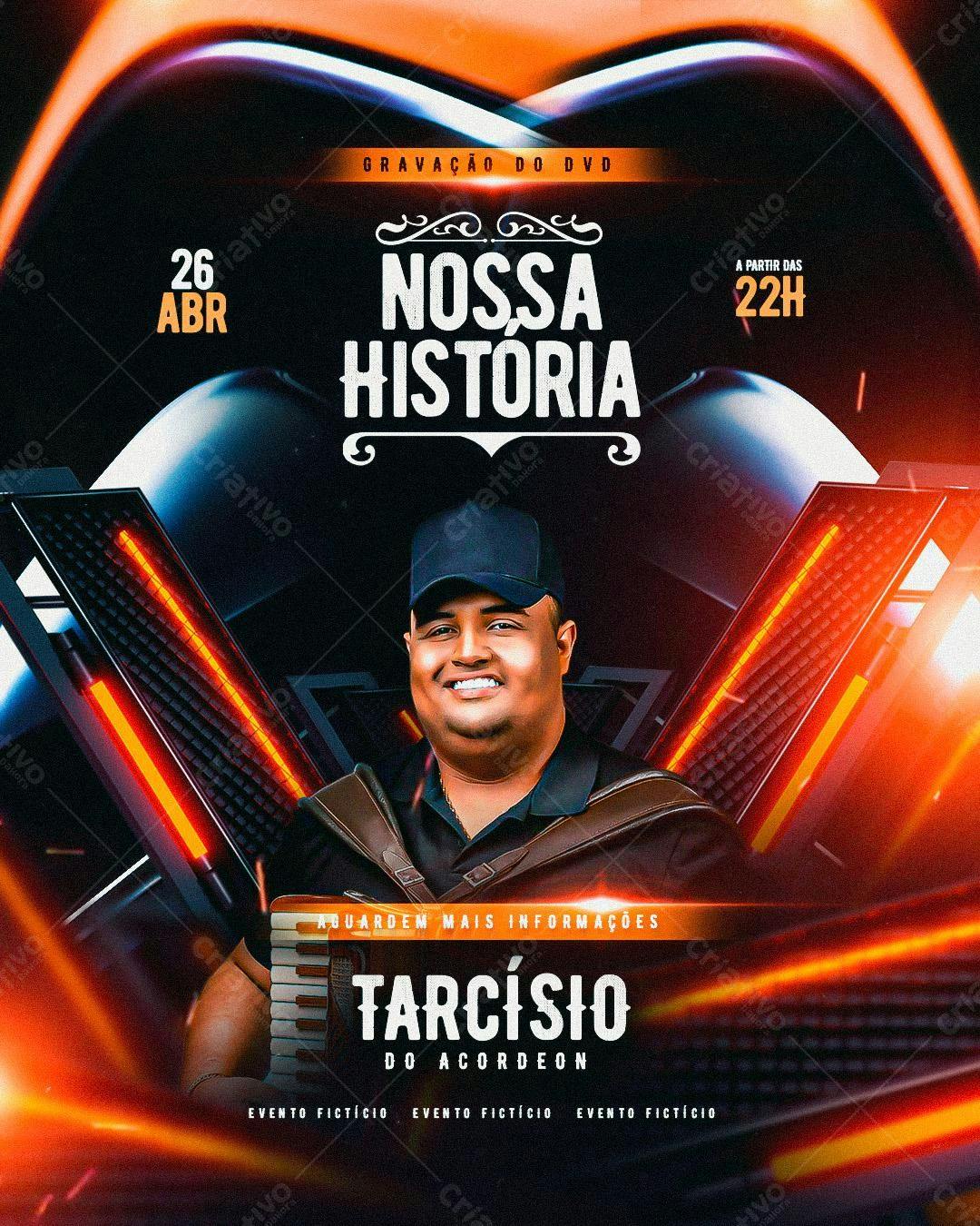 Flyer para Gravação DVD TARCÍSIO do Acordeon PSD Editável